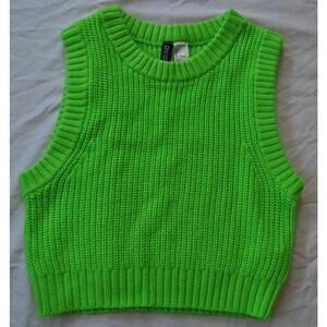 Divided Knit Crop Top Green Small